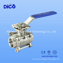 3PC M3 Stainless Steel Ball Valve with Mounting Pad
